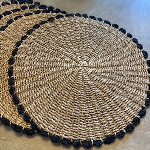 Set of 6 Serena & Lily Natural and Navy Round Placemats